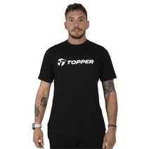 Remera Topper Hombre Brand Manga Corta Negra