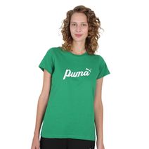 Remera Puma Mujer Essential Blossom Script Manga Corta Verde