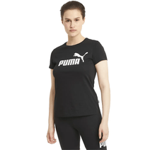 Remera Puma Mujer Essentials Logo Manga Corta Negra